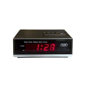 Vintage Digital Alarm Clock TOZAI Solid State Faux Wood Grain 1980s Hong Kong